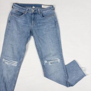 rag & bone Dre Slim Boyfriend Women 25 Alyssa Blue Distressed Low Rise Jeans